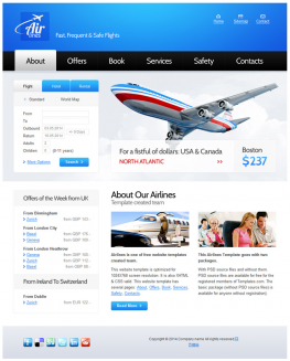 html5模板 蓝色航空公司html5模板 蓝色